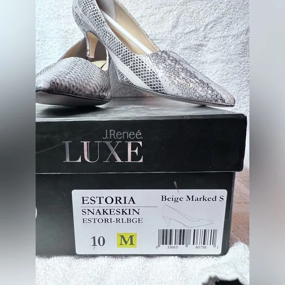 NWT & Box. Luxe J Renee Snake Skin, Size 10 , Kitten heel. Dust bag included- - Picture 2 of 13